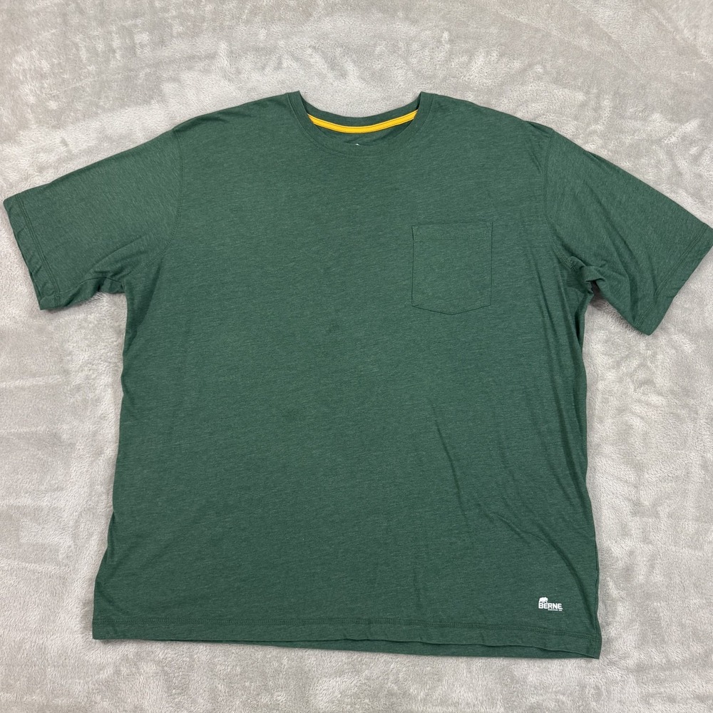 Berne T‎ Shirt Mens 4XL Tall Green Cotton Polyester Performance Pocket Workwear